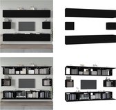 vidaXL 6-delige Tv-meubelset bewerkt hout zwart - Tv-kast - Tv-kasten - Tv-meubel - Hifi-meubel