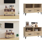 vidaXL Tv-meubel 80x36x50 cm bewerkt hout sonoma eiken - Tv-kast - Tv-kasten - Tv-meubel - Hifi-meubel