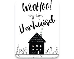 Studio Juulz - Verhuiskaart 25 x WOOHOO WIJ ZIJN VERHUISD | Adreswijziging | Verhuisbericht | Nieuw huis | Samenwonen | Verhuizen | Verhuiskaarten | Lief | Huisje | A6 | zwart wit