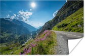 Weg naar de Sustenpass in Zwitserland Poster 120x80 cm - Foto print op Poster (wanddecoratie woonkamer / slaapkamer) / Europa Poster