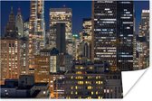 Horizon van de stad New York in de nacht Poster 120x80 cm - Foto print op Poster (wanddecoratie woonkamer / slaapkamer) / Noord-Amerika Poster