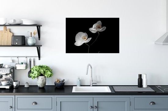 Poster Orchidee - Bloemen - Zwart - Wit - Stilleven - 90x60 cm