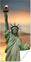 Poster New York - Vrijheidsbeeld - Zonsondergang - 20x40 cm