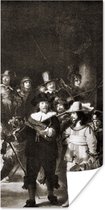 Poster De Nachtwacht in zwart-wit - Rembrandt van Rijn - 40x80 cm
