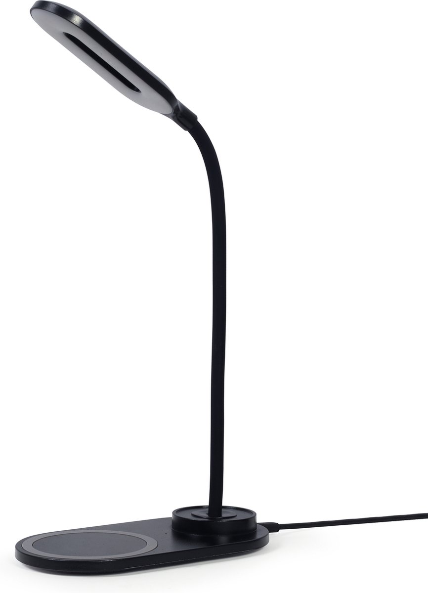 Gembird TA-WPC10-LED-01 Bureaulamp - Met draadloze oplader Qi - USB - 10W - LED - Zwart