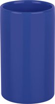 Spirella Badkamer drinkbeker/tandenborstelhouder Sienna - porselein - glans blauw - 7 x 11 cm