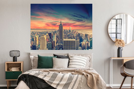 Affiche Manhattan avec ciel spécial 150x75 cm - Tirage photo sur Poster (décoration murale salon / chambre) / Poster Villes