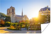 Notre Dame zonnige dag Poster 120x80 cm - Foto print op Poster (wanddecoratie woonkamer / slaapkamer) / Europa Poster