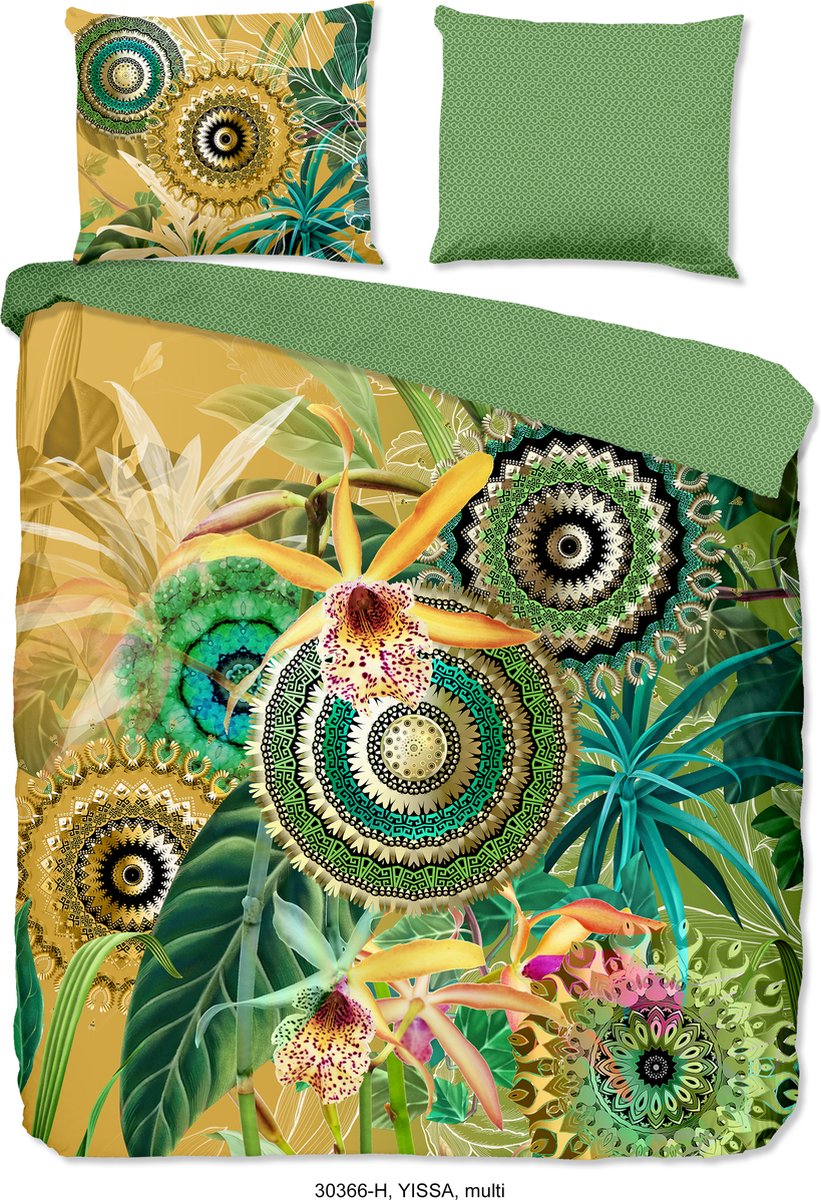 HIP dekbedovertrek mandalas, bladeren en bloemen - 2 persoons 200x200/220 cm - Multi - 100% Katoen satijn