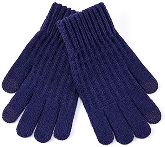 Super zachte gebreide knitted handschoenen voor herfst en winter blauw