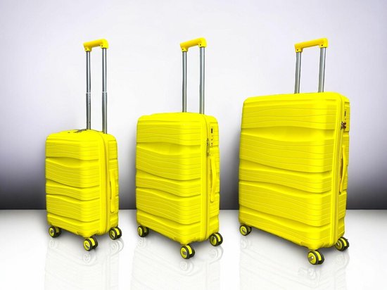 Luxe Kofferset 3 delig - MOS© - set Reiskoffers - Dubbele wielen - 360° spinners - 100% Polypropyleen - Hard Case