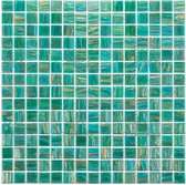 Mosaic Amsterdam Goud 32,2x32,2 cm Glas Avec Veine D' or Et Turquoise (Prix Par 1,04 m2)