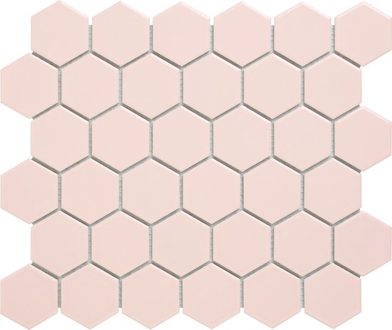 Foto: Moza ek barcelona 28 1x32 5 cm verglaasd porselein hexagon glanzend roze prijs per 0 91 m2 