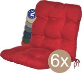 Beautissu Flair NL – Set de 6 Coussins de Jardin à Dossier Bas Rouge – 100 x 50 cm – Coussin d'assise, Coussin de Matelas pour Meubles de Jardin