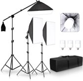 Valumerce - Softbox Studiolampen - Verstelbaar - Driepootstatief - Led - Fotografie - Fotografie Accessoires - Boom Arm - 3x lamp 135W