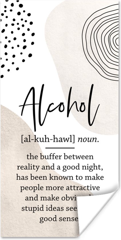 Poster Woordenboek - Alcohol - Quote - 40x80 cm