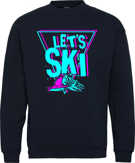 Pull Let's Skier | Vêtements d'habillage après-ski | Mauvaise combinaison de ski | Tenue d'après-ski | Marine | taille 128/140