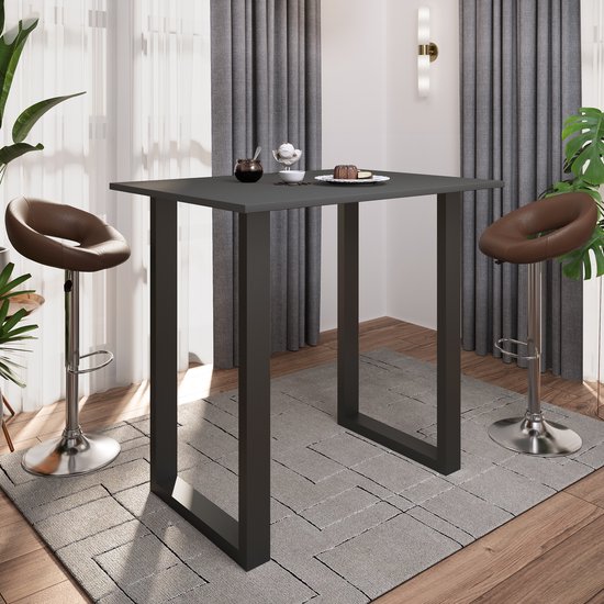 VCM Bartisch Xona 80x80cm - Hoher Stehtisch, Eisen-Gestell, Holzoptik, 102cm Hoch