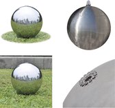 vidaXL Fontaine de jardin avec LED 30 cm Acier inoxydable - Sphère de fontaine - Balles de fontaine - Sphère de fontaine de Jardin - Sphères de fontaine de Jardin