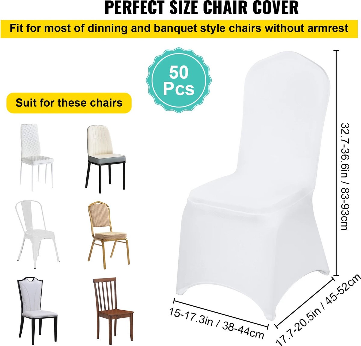 Housses Extensibles VEVOR Pour Chaises Pliantes - Lot De 30 Pièces, Couleur Blanc Ivoire, élasthanne, Neuf