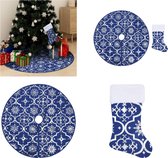 vidaXL Kerstboomrok luxe met sok 90 cm stof blauw - Kerstboomjurk - Kerstboomjurken - Kerstboomrok - Kerstboomrokken