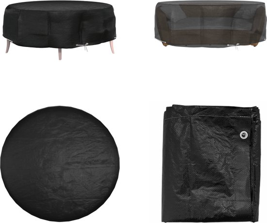 Tuinmeubelhoes Rond - 230 cm x 110 cm - Zwart - Beschermhoes voor je Tuinset - Tuinmeubelbeschermhoes Tuinmeubelhoes Rond - 230 cm x 110 cm - Zwart - Beschermhoes voor je Tuinset - Tuinmeubelbeschermhoes