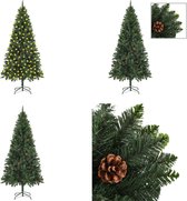 vidaXL Kunstkerstboom met LED's en dennenappels 210 cm groen - Kunstkerstboom - Kunstkerstbomen - Kerstboom - Kerstdecoratie