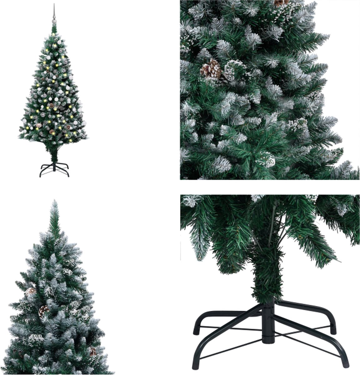 vidaXL Kunstkerstboom met LED's- kerstballen en dennenappels 180 cm - Kunstkerstboom - Kunstkerstbomen - Kerstboom - Kerstdecoratie