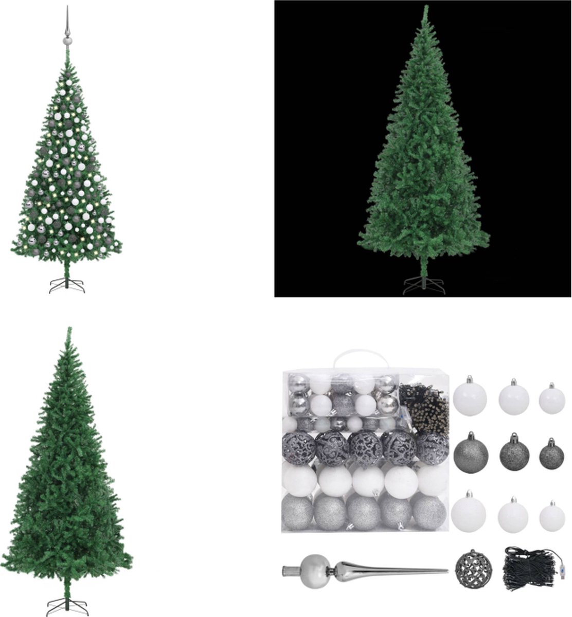 vidaXL Kunstkerstboom met LED's en kerstballen 300 cm groen - Kunstkerstboom - Kunstkerstbomen - Kerstboom - Kerstdecoratie