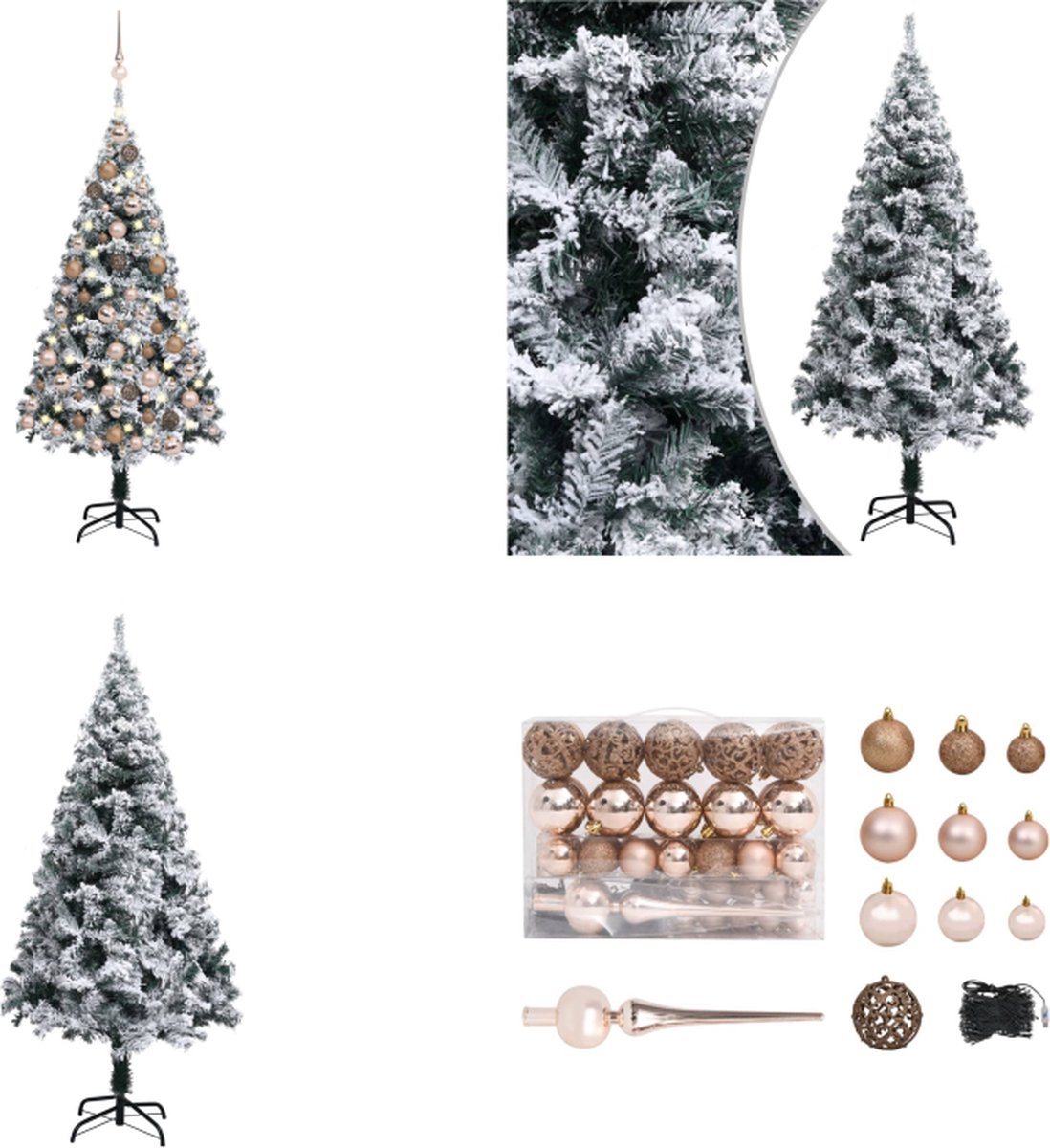 vidaXL Kunstkerstboom met LED's en kerstballen 150 cm PVC groen - Kunstkerstboom - Kunstkerstbomen - Kerstboom - Kerstdecoratie
