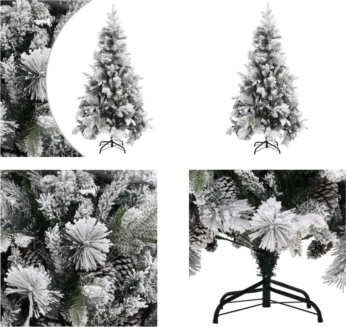 vidaXL Kerstboom met dennenappels en sneeuw 225 cm PVC en PE - Kerstboom - Kerstbomen - Kunstkerstboom - Kunstkerstbomen