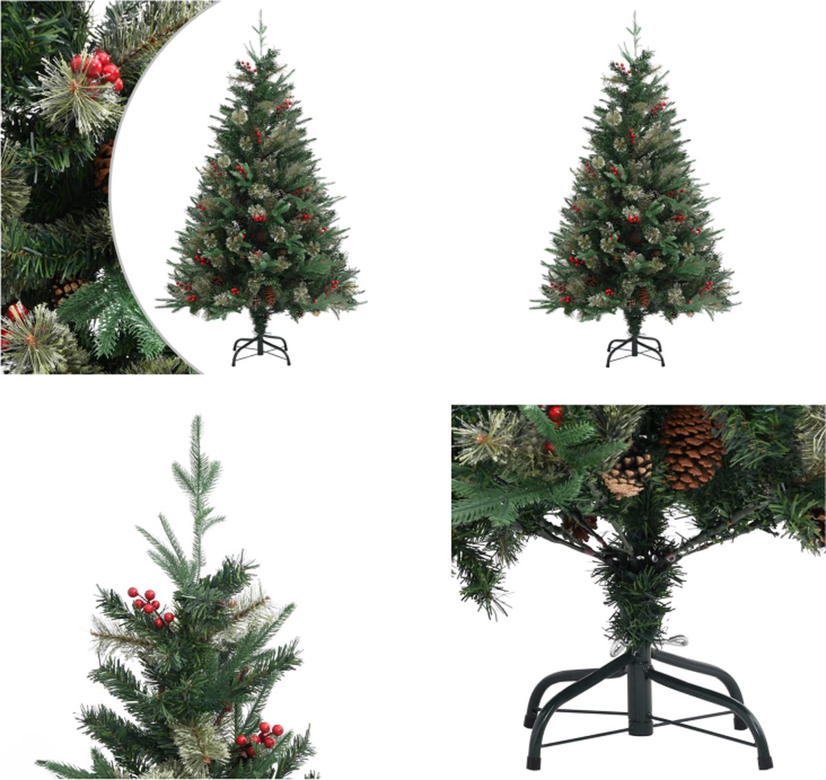 vidaXL Kerstboom met dennenappels 120 cm PVC en PE groen - Kerstboom - Kerstbomen - Kunstkerstboom - Kunstkerstbomen