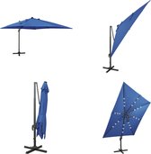 vidaXL Zweefparasol met paal en LED-verlichting 300 cm azuurblauw - Zweefparasol - Zweefparasols - Parasol - Parasols
