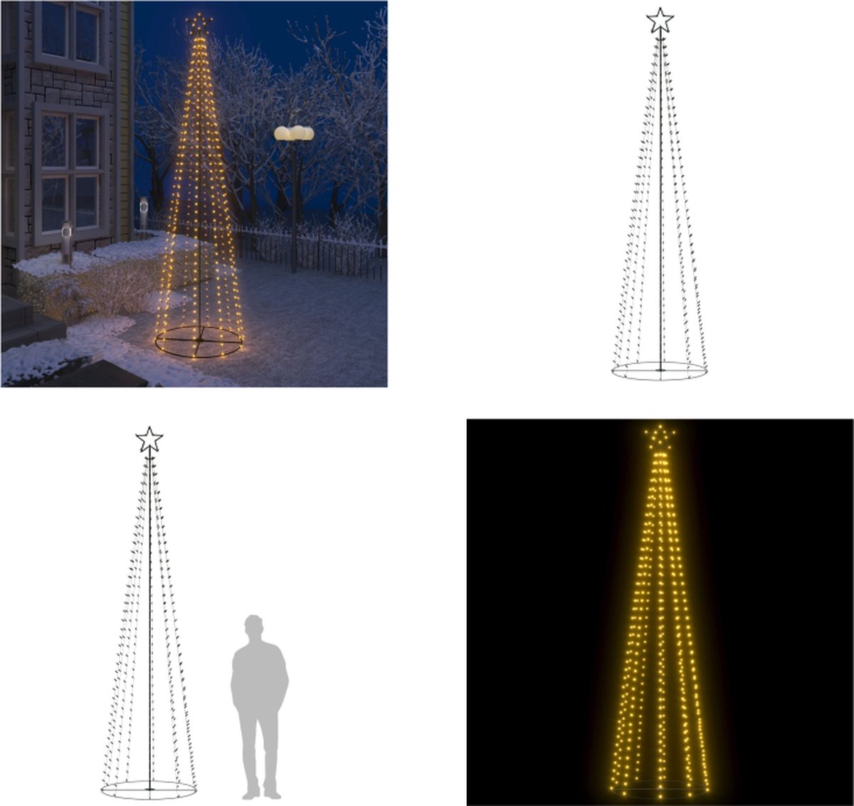 vidaXL Kegelkerstboom 400 LED's 100x360 cm warmwit - Kerstboom - Kerstbomen - Lichtboom - Lichtbomen