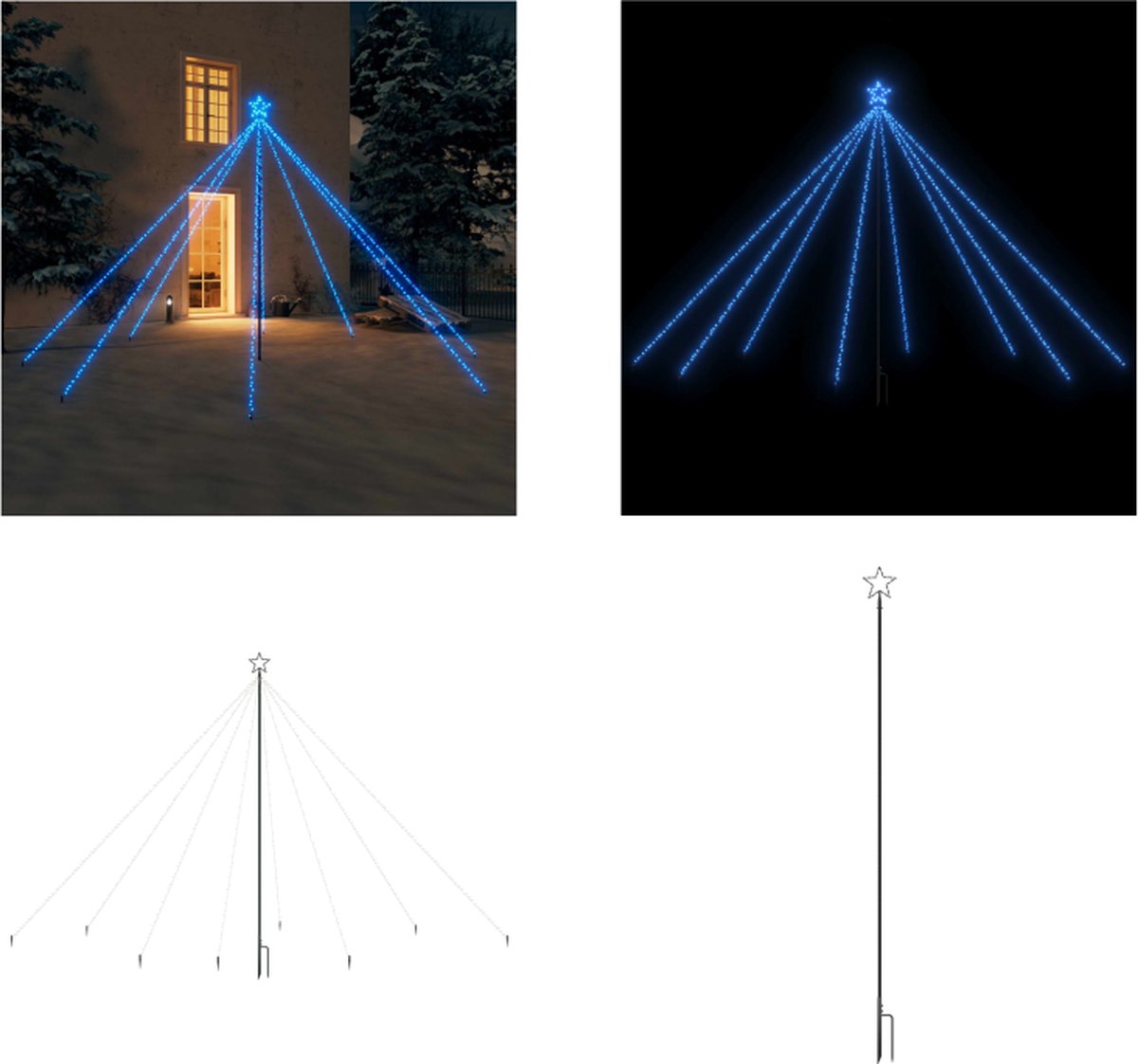 vidaXL Kerstboomverlichting met 576 LED's binnen en buiten 3-6 m blauw - LED-boomverlichting - LED-boomverlichtingen - Kerstverlichting - Kerstverlichtingen