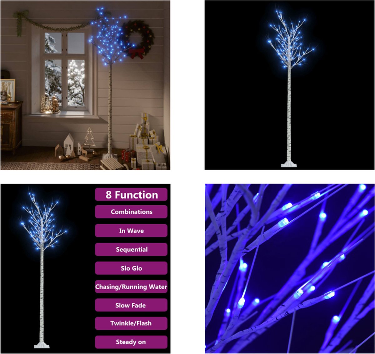 vidaXL Kerstboom wilg met 200 LED's binnen en buiten 2-2 m blauw - Kerstboom - Kerstbomen - Wilg - Wilgen