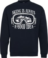 Sweater Skiing Is Always A Good Idea | Apres Ski Verkleedkleren | Fout Skipak | Apres Ski Outfit | Navy | maat 3XL