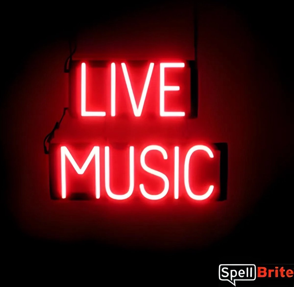 LIVE MUSIC - Lichtreclame Neon LED bord verlicht | SpellBrite | 49 x 38 cm | 6 Dimstanden - 8 Lichtanimaties | Reclamebord neon verlichting