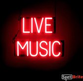 LIVE MUSIC - Lichtreclame Neon LED bord verlicht | SpellBrite | 49 x 38 cm | 6 Dimstanden - 8 Lichtanimaties | Reclamebord neon verlichting