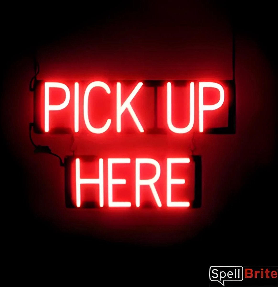 PICK UP HERE - Lichtreclame Neon LED bord verlicht | SpellBrite | 59 x 38 cm | 6 Dimstanden - 8 Lichtanimaties | Reclamebord neon verlichting