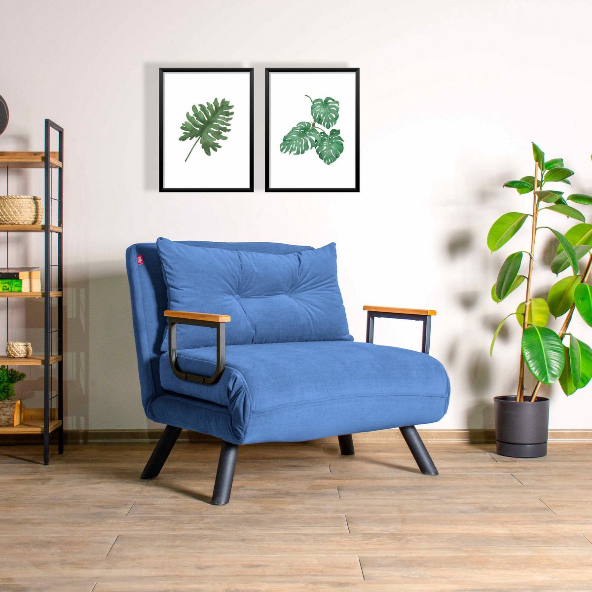 Asir - Bankbed - Blauw - 1-zitplaats - 60 x 50 x 85 cm