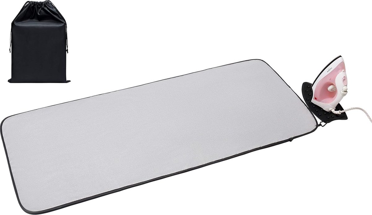 Draagbare strijkmat met hittebestendige siliconen kussen, extra grote dik (47,2 x 20,5 inch) strijkservice Blanket zilver
