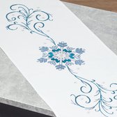 RUNNER sneeuwvlok in windmotief, ivoor, borduurwerk, 35 x 95 cm, doe-het-zelf set om te borduren, winter borduurset om zelf te borduren, gevorderden/beginners/borduurset met borduurgaren