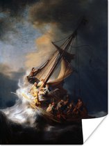 Poster De storm op het meer van Galilea - Rembrandt van Rijn - 60x80 cm