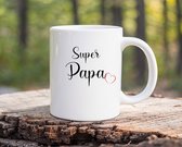 Koffiemok Super Papa - theemok - papa - de beste papa - verjaardagscadeau - verjaardag - cadeau - cadeautje voor papa - papa artikelen - kado - geschenk - gift - 350 ML inhoud
