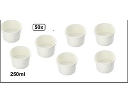 50x Soepbeker karton 250ml, wit - Soep salade beker festival warme dranken maaltijd carnaval
