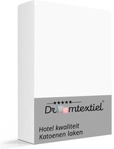 Droomtextiel Hotelkwaliteit Lakens Katoen Wit - Eenpersoons 160x300 cm - 16A Hoogwaardige Katoen