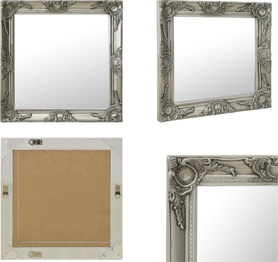 vidaXL Wandspiegel barok stijl 60x60 cm zilverkleurig - Wandspiegel - Wandspiegels - Spiegel - Badkamerspiegel