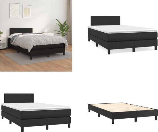 vidaXL Boxspring met matras kunstleer zwart 120x200 cm - Boxspring - Boxsprings - Bed - Slaapmeubel