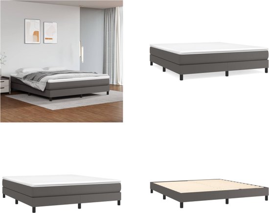 Foto: Vidaxl boxspringframe kunstleer grijs 160x200 cm boxspringframe boxspringframes bed ledikant